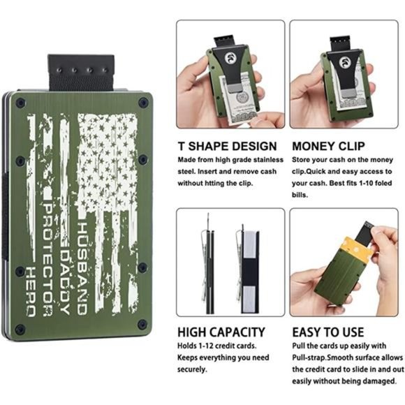 Personalized Minimalist Engraved Aluminum Money Clip, Wallet Men Slim Front - Picture 5 of 5